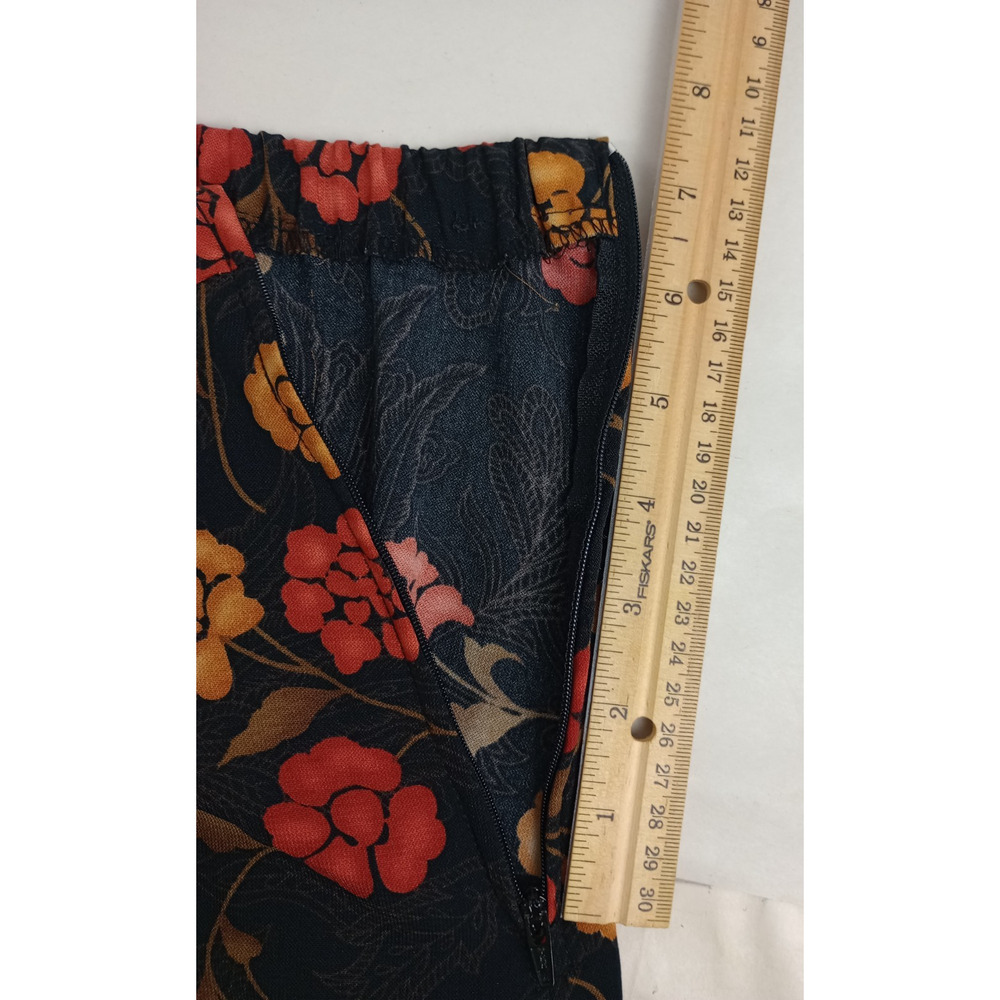 Kathie Lee Collection Womens 12 Brown Orange Gold Autumn Floral Side Zip Skirt - Picture 5 of 8